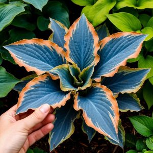 Хоста Океан Вью купить по цене от 960р. в интернет-магазине «Посадика» с доставкой почтой в в Порхове и по всей России – [изображение №1].